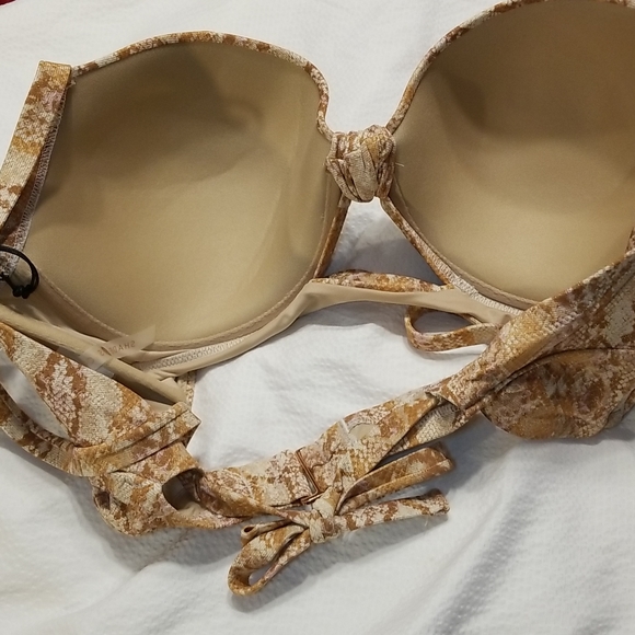 NWT GORGEOUS MESH METALLIC TIE BACK ADJUSTABLE BRA TOP MOLDED CUPS 36DD - Picture 4 of 5